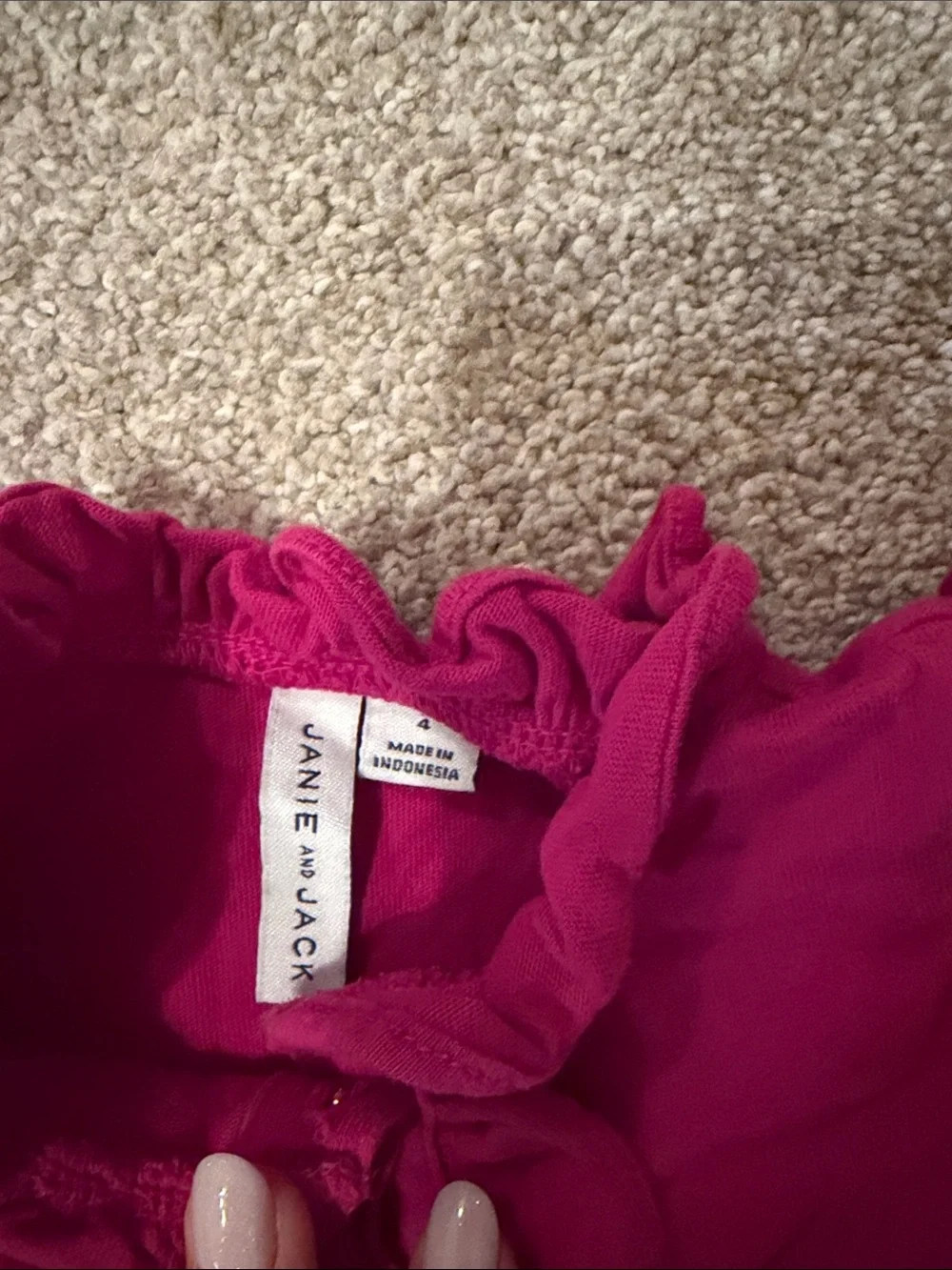 Janie and Jack Bright Pink Ruffle Sleeve Tee with Gold Buttons